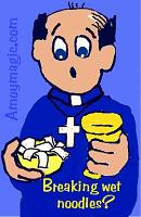 Priest using noodles for Chinese communion