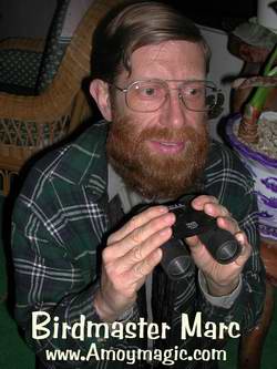 Marc Mueller, Xiamen teacher and bird watcher, on the prowl for rare species such as the Tweetum Birdium   Amoy Magic--Guide to Xiamen and Fujian, China  //www.Amoymagic.com Xiamen and Fujian tourism, travel, business, investment, trade, cuisine, history, culture, Chinese humor and jokes, language study, Xiamen University, MBA, expatriate, research, deng deng! 