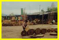 Near Pengkou many people sell bamboo and wood products