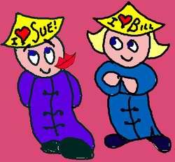 Valentine cartoon: Sue & Bill Http://www.amoymagic.com Amoy Magic--Guide to Xiamen and Fujian tourism, travel, investment, trade, business, Minnan cuisine, Xiamen University, deng deng!